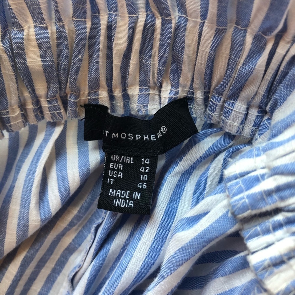 Blue and White Stripe Off the Shoulder Dress - Picture 5 of 7